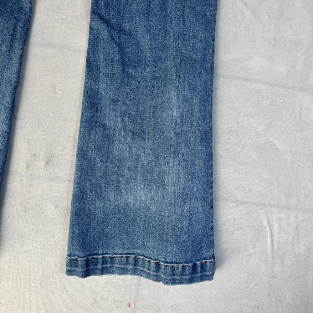 American Eagle Outfitters Womens Flared Jeans Blue Denim Super Low Rise Comfy 4 - Picture 10 of 16